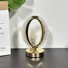 Crystal Oval LED Table Lamp – Elegant Gold Accent Light for Modern Interiors