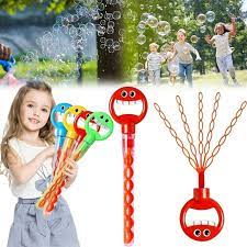 Giant Multi-Hole Bubble Wand – Funny Face Bubble Stick for Outdoor Kids Fun