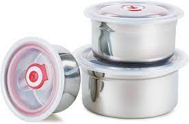 Stainless Steel Food Storage Bowl Set with Airtight Lids – 3-Piece Stackable Design