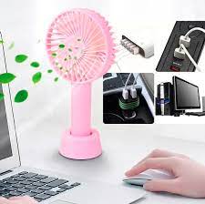 Mini USB Handheld Fan with Base – 3-Speed Portable Desk Cooler