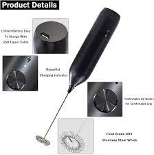 Rechargeable Electric Milk Frother – 3-Speed Handheld Foam Maker for Coffee, Latte, and Cappuccino