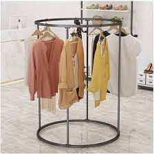 360° Rotating Circular Clothing Rack with Wheels – Modern Minimalist Display Stand