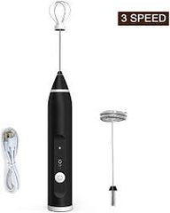 Rechargeable Electric Milk Frother – 3-Speed Handheld Foam Maker for Coffee, Latte, and Cappuccino