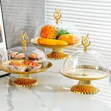 Royal Gold Cake Stand Set with Dome Covers – 3-Piece Luxury Dessert Display