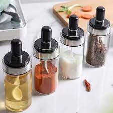 ChefEase™ 4-in-1 Multipurpose Seasoning & Oil Dispenser Jar Set with Built-in Spoons