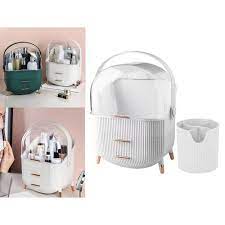 Modern Capsule Vanity Organizer with Clear Dome Lid & Drawers