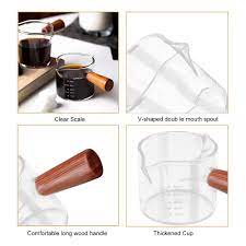 BaristaCraft™ 100ml Single-Spout Glass Measuring Pitcher with Wooden Handle