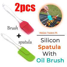 2-Piece Silicone Spatula & Oil Brush Set – Heat-Resistant Kitchen Utensil Combo
