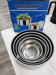 Stainless Steel Food Storage Container Set – 5-Piece Nesting Bowls with Airtight Lids