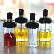 ChefEase™ 4-in-1 Multipurpose Seasoning & Oil Dispenser Jar Set with Built-in Spoons