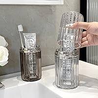 Elegant Travel Toothbrush Cup Set – Textured Dual-Cup Design with Butterfly Emblem