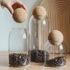 Nordic-Inspired Glass Canister Set with Ball Cork Lid – 3-Piece Minimalist Storage Jars