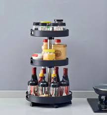 3-Tier Rotating Kitchen Storage Rack with Wheels – Space-Saving Organizer
