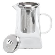 CrystalBrew™ Square Glass Tea Pot with Stainless Steel Infuser & Lid