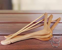 WoodCraft™ Premium Natural Wooden Hangers with 360° Swivel Hook & Trouser Bar (pack of 3)