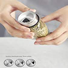 GlideServe™ 360° Rotating Spice Rack Set with 6 Glass Jars & Stainless Steel Lids