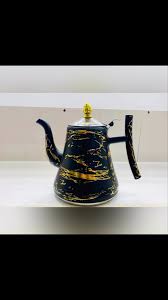 Royal Matte Black Gold-Marble Teapot – Decorative Luxe Kettle