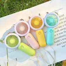 Cute Rechargeable Mini Handheld Fan – Compact Cooling with LED Light Ring