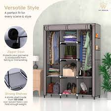 Portable Steel Frame Fabric Wardrobe – Multi-Shelf Foldable Closet Organizer