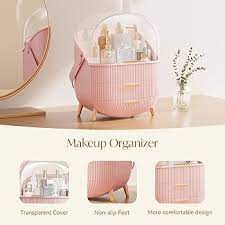 Modern Capsule Vanity Organizer with Clear Dome Lid & Drawers