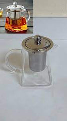 CrystalBrew™ Square Glass Tea Pot with Stainless Steel Infuser & Lid