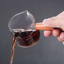 BaristaCraft™ 100ml Single-Spout Glass Measuring Pitcher with Wooden Handle