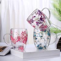 BlossomArt™ Hand-Painted Glass Mug Set – 3-Piece Floral Tea & Coffee Cups