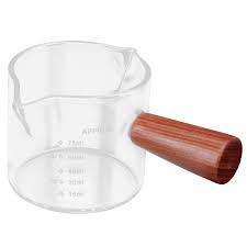 BaristaCraft™ 100ml Single-Spout Glass Measuring Pitcher with Wooden Handle