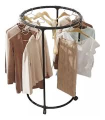 360° Rotating Circular Clothing Rack with Wheels – Modern Minimalist Display Stand