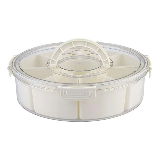 Round 7-Compartment Dry Fruit & Snack Storage Box with Rotating Lid – Airtight Multi-Purpose Organizer Big size
