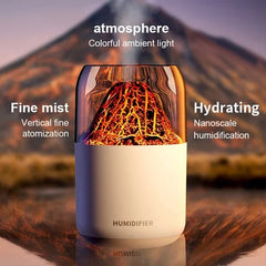 Mini Volcano Humidifier – 300ml Creative LED Mist Diffuser for Home & Bedroom