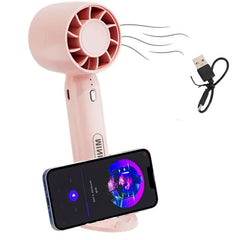 USB Rechargeable Mini Handheld Fan – 3-Speed Personal Cooling Fan with Stand (Multicolor)