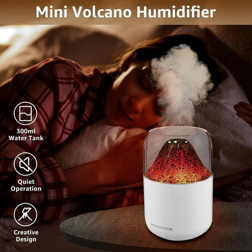 Mini Volcano Humidifier – 300ml Creative LED Mist Diffuser for Home & Bedroom