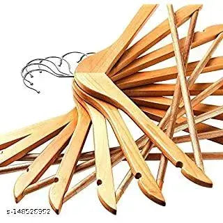WoodCraft™ Premium Natural Wooden Hangers with 360° Swivel Hook & Trouser Bar (pack of 3)