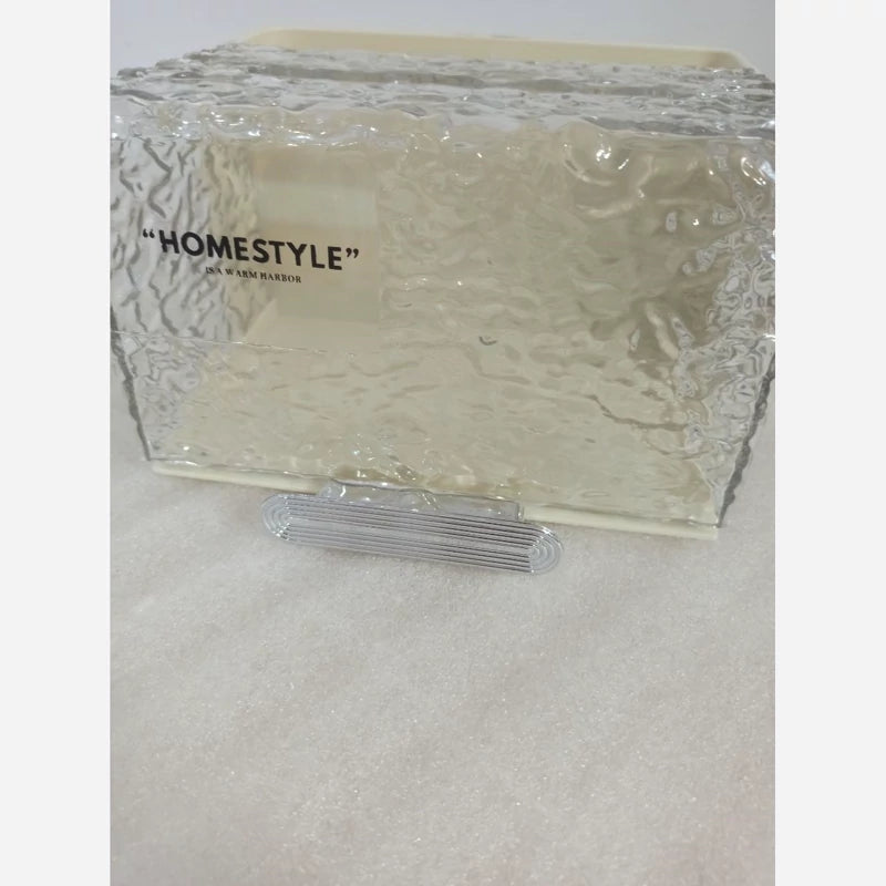 Premium Textured Acrylic Tissue Box Organizer with Remote Holder -