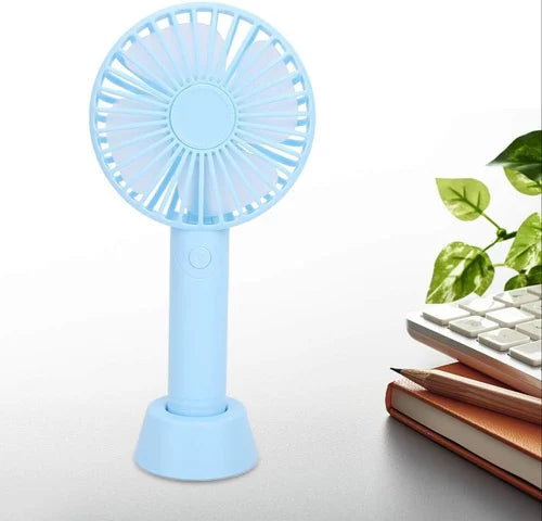Mini USB Handheld Fan with Base – 3-Speed Portable Desk Cooler