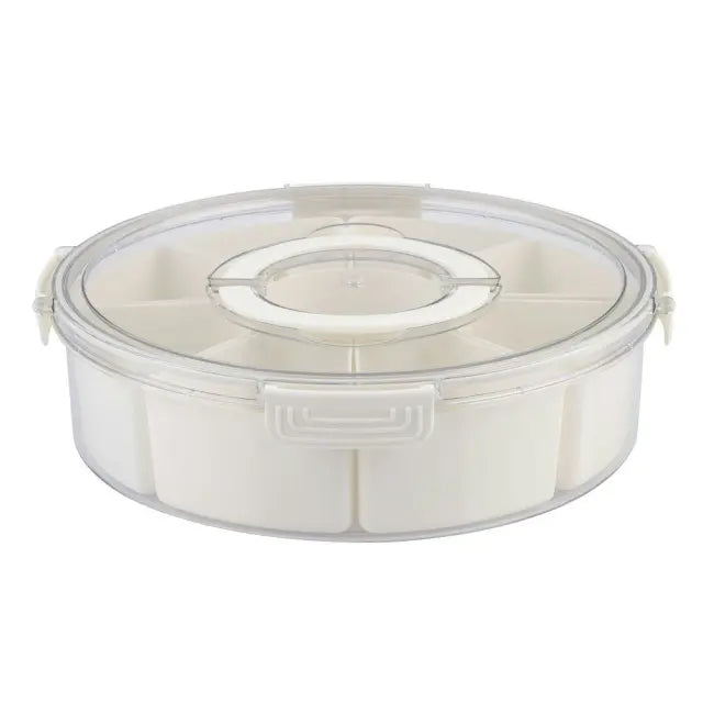 Round 7-Compartment Dry Fruit & Snack Storage Box with Rotating Lid – Airtight Multi-Purpose Organizer Big size